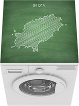 Wasmachine beschermer mat - een kaart van Ibiza op een krijtbord - Breedte 60 cm x hoogte 60 cm