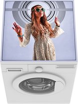 Wasmachine beschermer mat - een hippie grijze achtergrond - Breedte 60 cm x hoogte 60 cm