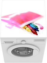 Wasmachine beschermer mat - Een roze etui met enkele stiften - Breedte 60 cm x hoogte 60 cm