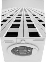 Wasmachine beschermer mat - Een window matrix van een wolkenkrabber in het zwart-wit - Breedte 60 cm x hoogte 60 cm