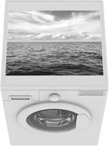 Wasmachine beschermer mat - Uitzicht over de golven op zee - zwart wit - Breedte 55 cm x hoogte 45 cm