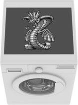 Wasmachine beschermer mat - Cobra illustratie - zwart wit - Breedte 55 cm x hoogte 45 cm