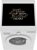 Wasmachine beschermer mat - Quote - Heart - Goud - Zwart - Breedte 55 cm x hoogte 45 cm