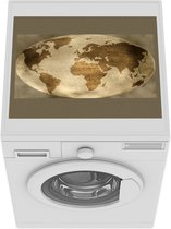 Wasmachine beschermer mat - Wereldkaart - Wereldbol - Retro - Breedte 55 cm x hoogte 45 cm