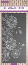 EF3D051 Nellie Snellen 3D embossingfolder Slimline - wild roses - achtergrond wilde rozen - embossingmal roos