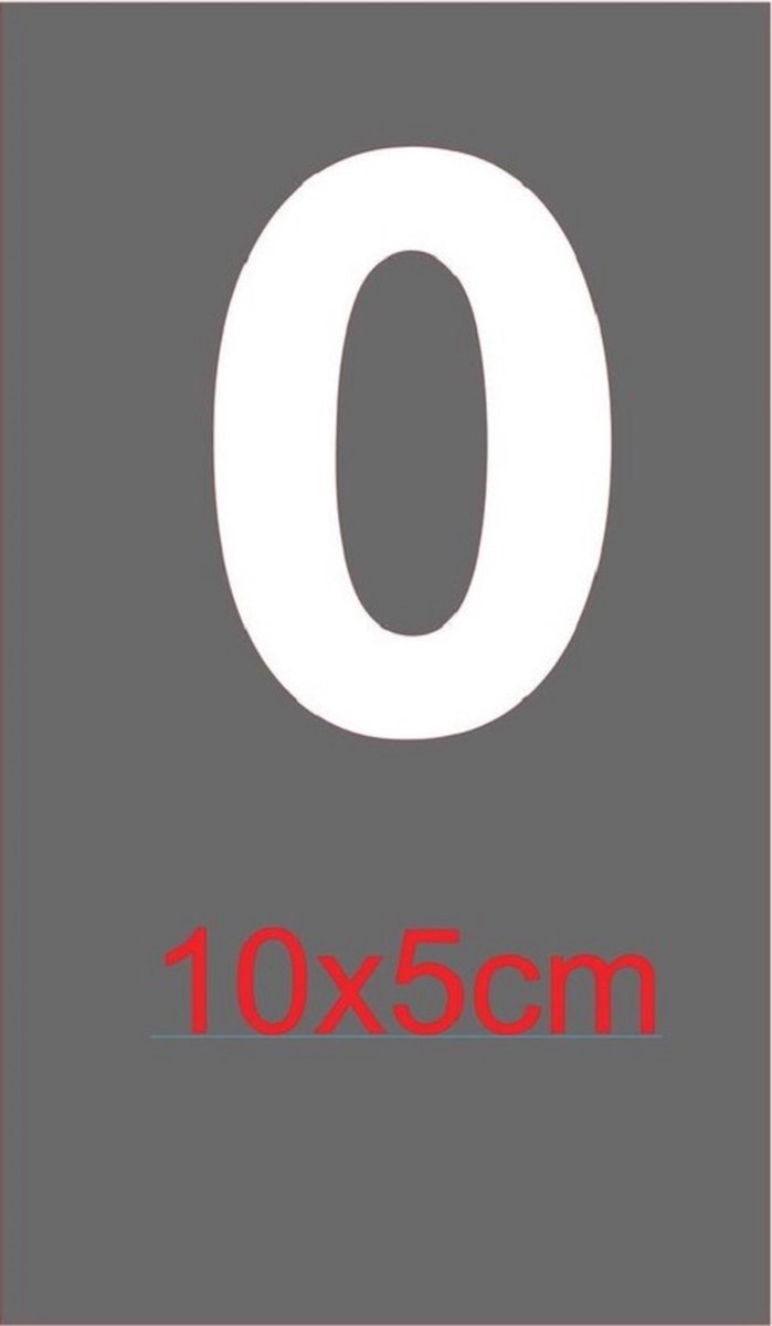 Cijfersticker plakcijfer huisnummersticker containersticker WIT 10x5cm Nummer 0