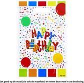10x Uitdeelzakjes Happy Birthday - Verjaardag - 16.5 x 25 cm - Cellofaan Plastic Traktatie Kado Zakjes - Snoepzakjes - Koekzakjes - Koekje - Cookie Bags