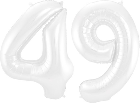 Folieballon 49 jaar metallic wit 86cm
