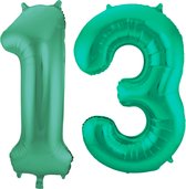 Ballon aluminium 13 ans vert métallisé 86cm