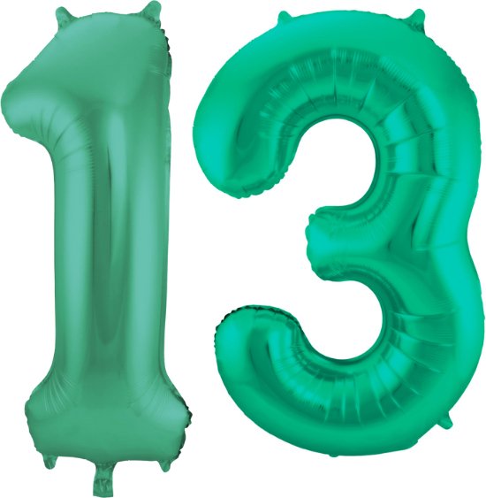 Folieballon 13 jaar metallic groen 86cm