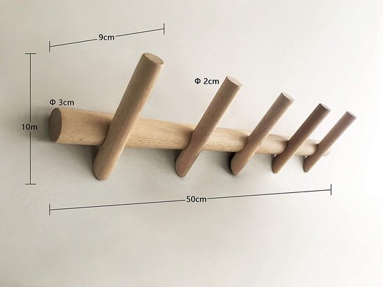 1 stuk houten ronde kledingkaststang voor hangende kleding, premium kaststang, kleerkast, dwarsstang, kledingstang, hangstang, natuurlijk hout, kledingkaststang met eindsteunen voor kastopslag (D2