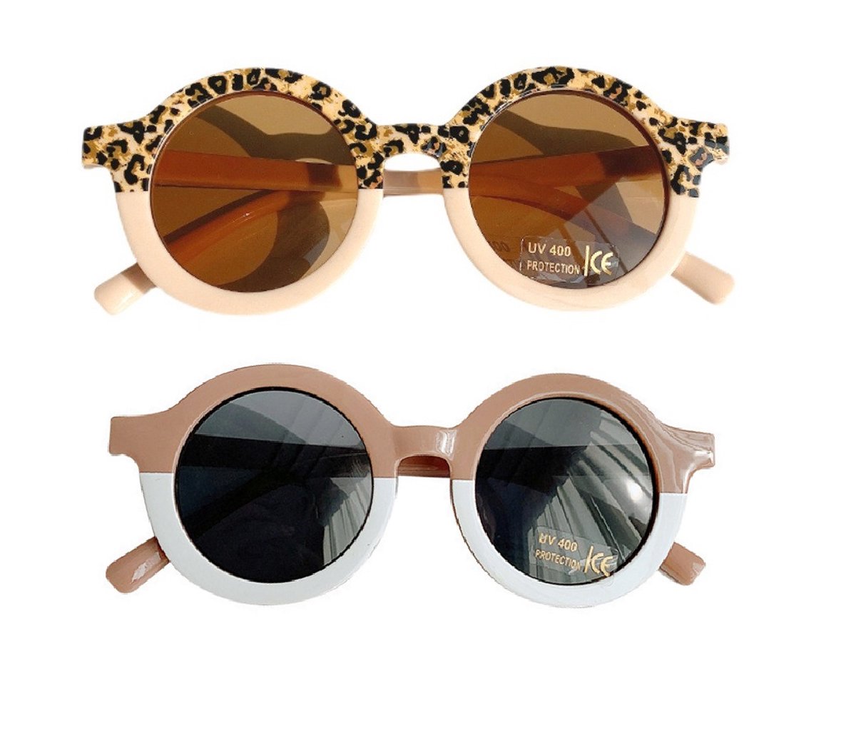2 Stuks - Meisjes zonnebril - 3-10 jaar - UV bescherming - Luipaard Roze Strepen