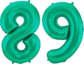 Folieballon 89 jaar metallic groen 86cm