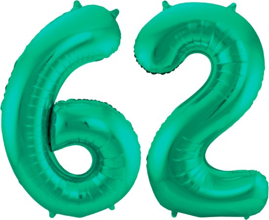 Folieballon 62 jaar metallic groen 86cm