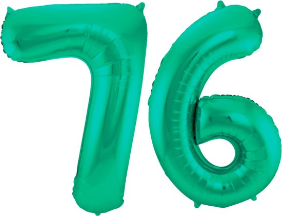 Folieballon 76 jaar metallic groen 86cm