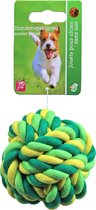 Boon hondenspeelgoed touwbal katoen groen/geel, 7,5 cm