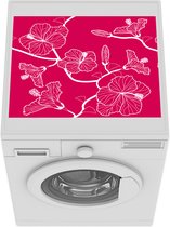 Wasmachine beschermer mat - Bloemen - Hibiscus - Roze - Design - Breedte 55 cm x hoogte 45 cm