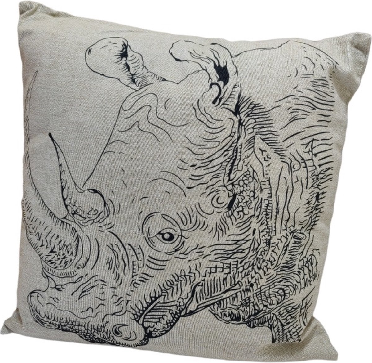 Kussen Neushoorn Rhino 40 x 40 cm met Binnenkussen Beige