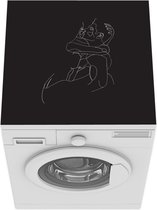 Wasmachine beschermer mat - Liefde - Koppel - Line art - Breedte 60 cm x hoogte 60 cm