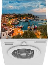 Wasmachine beschermer mat - Panorama van oude de stadshaven in Antalya bij zonsondergang - Breedte 60 cm x hoogte 60 cm