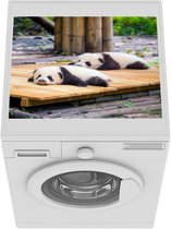 Wasmachine beschermer mat - Panda's - Vloer - Hout - Breedte 55 cm x hoogte 45 cm