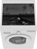 Wasmachine beschermer mat - Landschap in de schemering - Vincent van Gogh - Zwart - Wit - Breedte 55 cm x hoogte 45 cm