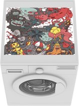 Wasmachine beschermer mat - Illustratie speelse monsters - Breedte 55 cm x hoogte 45 cm