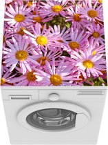 Wasmachine beschermer mat - Aster bloemen in een tuin - Breedte 60 cm x hoogte 60 cm