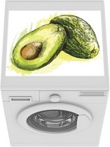 Wasmachine beschermer mat - Illustratie van een doorgesneden avocado die leunt hele avocado - Breedte 55 cm x hoogte 45 cm