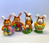 Garfield - speel/decoratie set - 4 stuks - thema: pasen - kunststof - 7 cm
