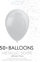 50 Metallic zilver ballonnen klein.