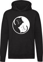 Kat Ying Yang Hoodie | poes | Unisex | Trui | Sweater | Hoodie | Capuchon | Zwart