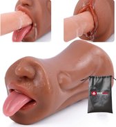 Quick Relief Vanessa - Pocket Pussy - Masturbator - 2 in 1 Blowjob & Vagina - Sex Toy voor Mannen - Bruin
