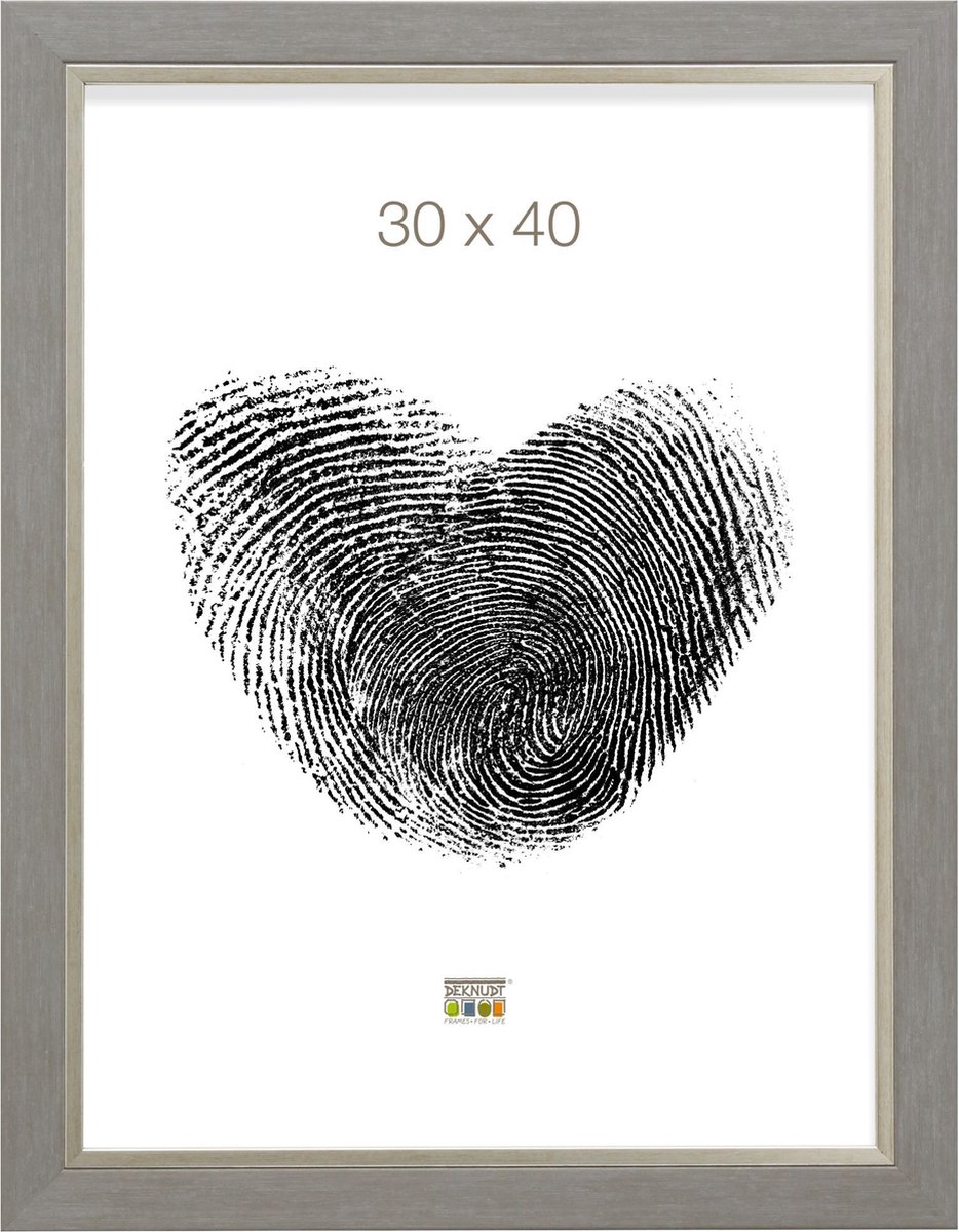 Deknudt Frames fotolijst S45VF3 - grijs met zilverbies - foto 30x40 cm