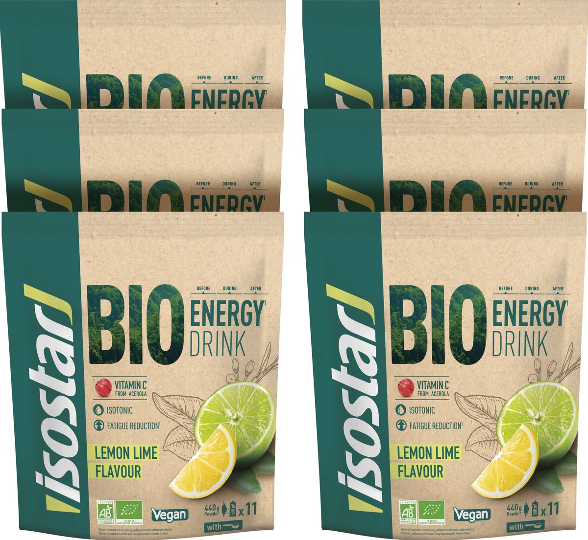 Isostar Bio Energy Drink Lemon Lime 6 x 440g