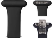 Siliconen Bandje Met Pin Clip en Knijpertje Voor Samsung Galaxy Watch - ZWART - Horloge Strap Met Speld Broche Pin - Zusterhorloge band Voor Verpleegkundigen - Zorg Personeel - Zie