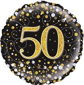 Folieballon 50 jaar - Cijfer ballon - Ballon - Ballonnen - Decoratie - Versiering - Verjaardag - Jubileum - Folie - zwart - goud - zilver