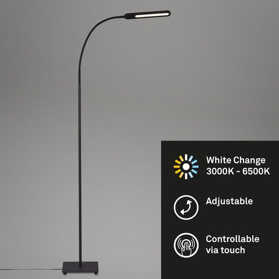 Lampe sur pied LED Lampadaire modern 8W luminosité dimmable réglable TOUCH  noire