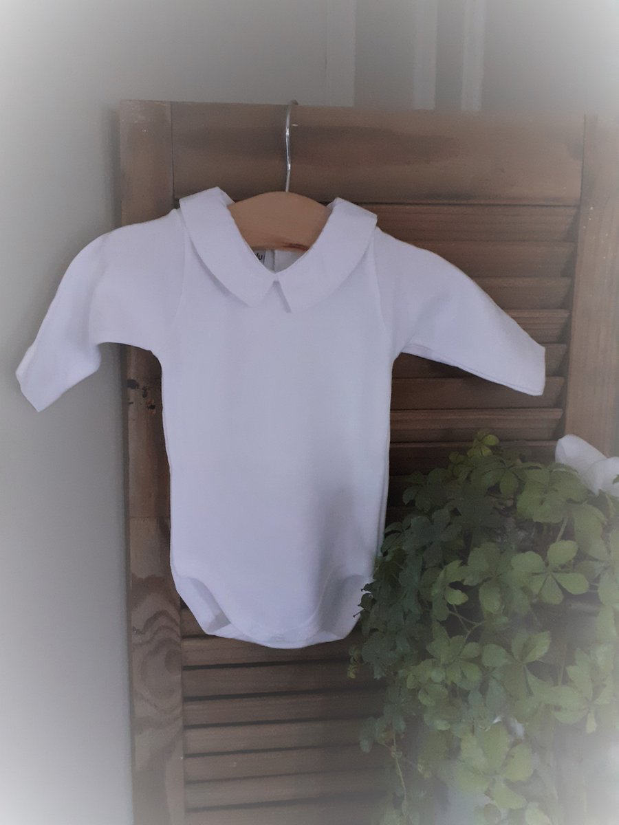 Romper Babidu 1185 wit, met kraagje, lange mouw | 6 maanden | maat 68