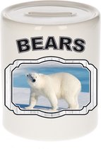 Dieren liefhebber grote ijsbeer spaarpot  9 cm jongens en meisjes - keramiek - Cadeau spaarpotten ijsberen liefhebber