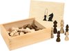 Afbeelding van het spelletje Schaakbord/dambord van hout 40 x 40 cm met schaakstukken in opbergkistje - Schaken en dammen