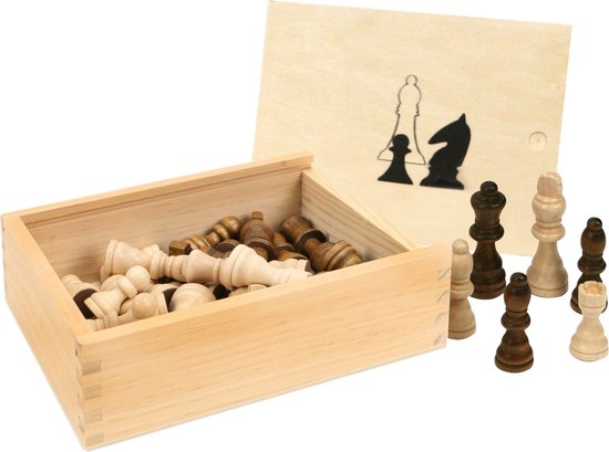 Afbeelding van het spel Schaakbord/dambord van hout 40 x 40 cm met schaakstukken in opbergkistje - Schaken en dammen