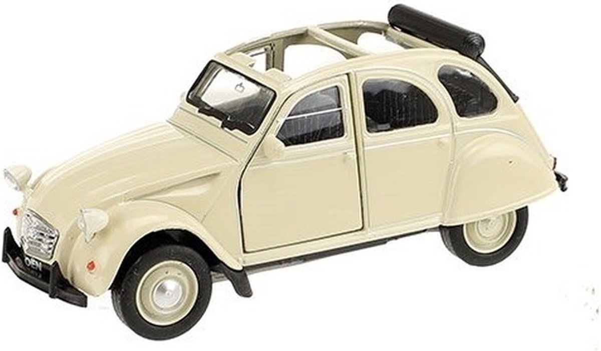 Welly Citroën 2CV modelauto - crème wit - 1:36 - speelgoed auto