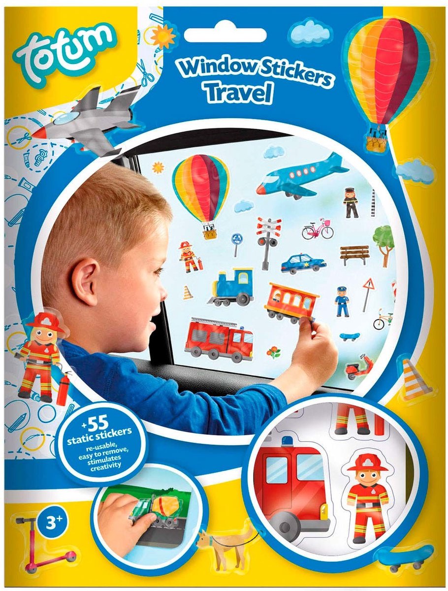 Auto raamstickers verkeer - reizen thema 55 stuks - in de auto op reis - voor kinderen autoraam plakstickers