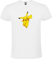 Wit T shirt met print van "Pikachu uit Pokemon" print Geel / Rood " size M