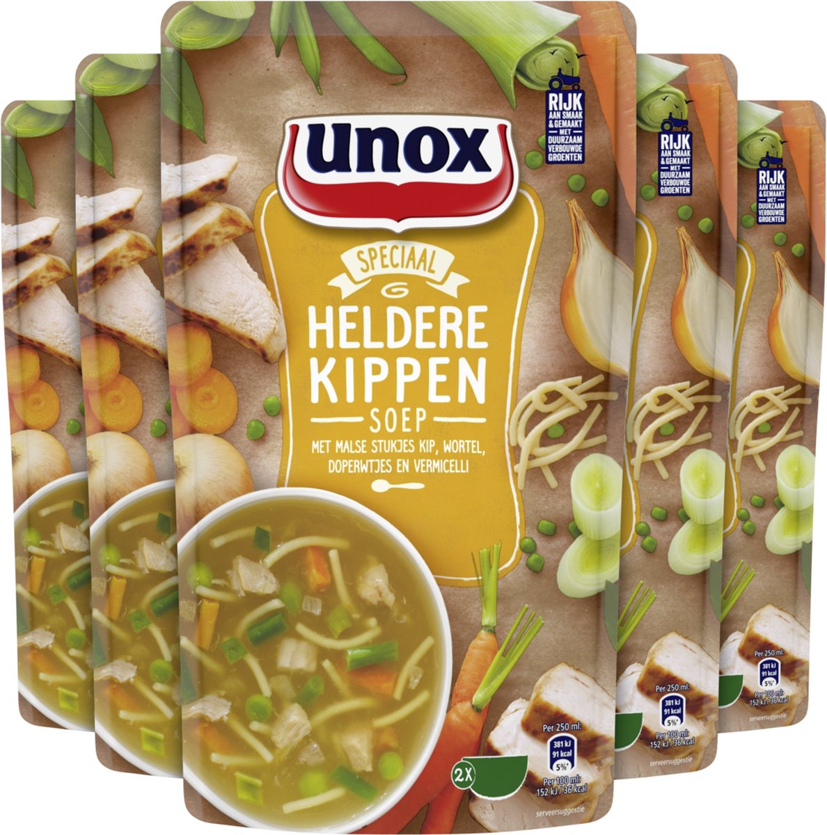 Unox soep Speciaal Heldere kippensoep 5 x 570 ml voordeelverpakking