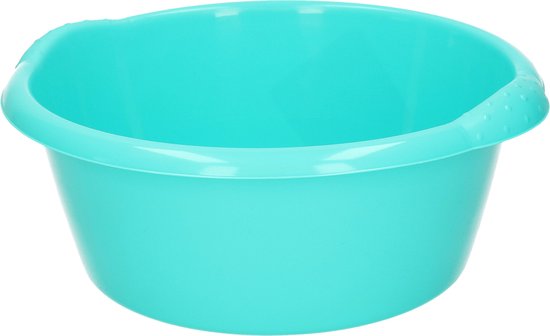 Foto: Kleine ronde afwasteil afwasbak turquoise groen 3 liter 25 x 10 5 cm kunststof plastic schoonmaakemmer sopemmer teiltje