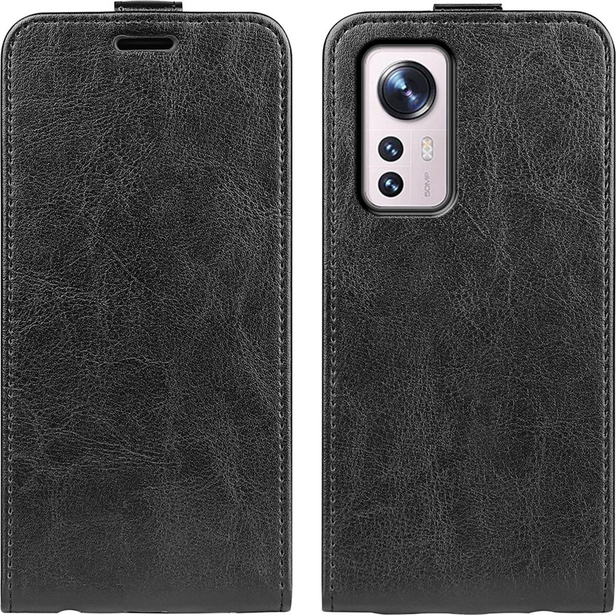 Just in Case hoesje geschikt voor Xiaomi 12 Pro - Flip Case met Pasjeshouder - Zwart