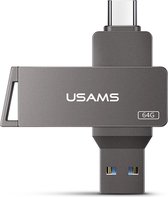 USAMS 64GB Usb Stick met Type C + USB 3.0 Dual Flash drive memory stick 2 in 1 OTG (On The Go)