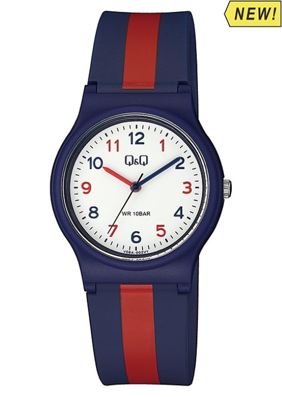 Q&Q-horloge-waterdicht-sporten/zwemmen-kunstof-Rood/Blauw-Analoog